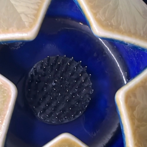 Edgecomb Potters Green Crystalline Glazed Star Cut Ikebana Vase Flower Frog - Picture 2 of 8